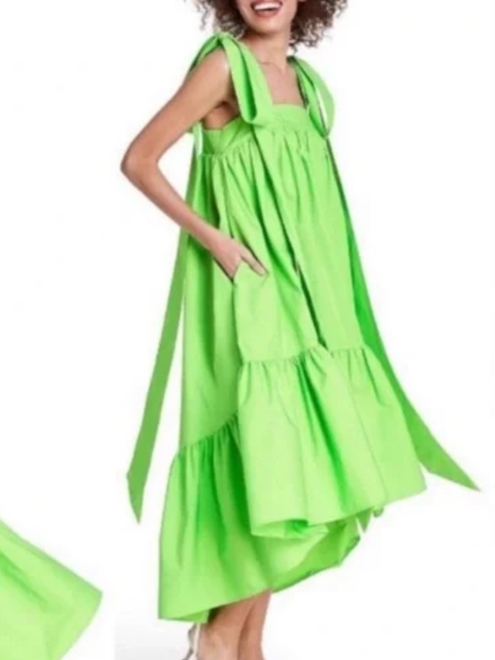 Christopher John Rogers for Target neon green babydoll dress XS